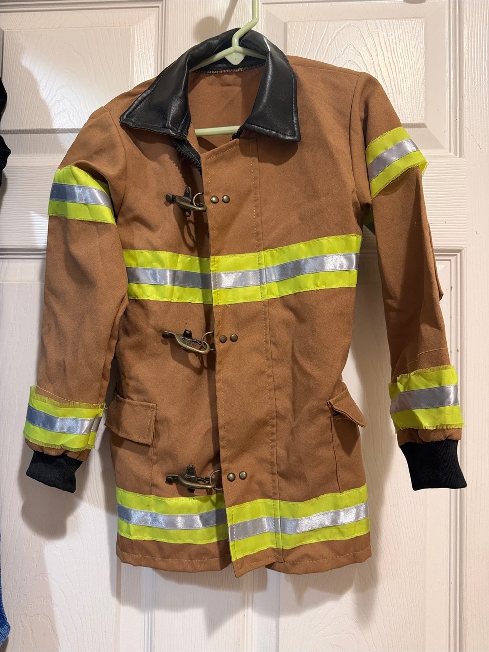 Kids Reflective Firefighter Jacket - Brown with Yellow Stripes